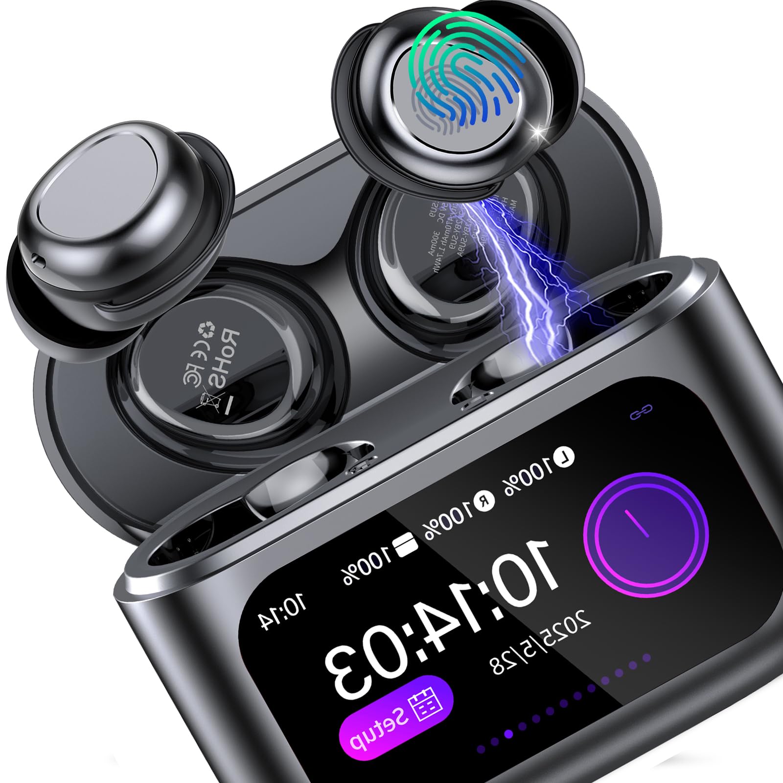 ZYHKON Ecouteurs Bluetooth Sans Fil, HiFi Stéréo Casque Bluetooth