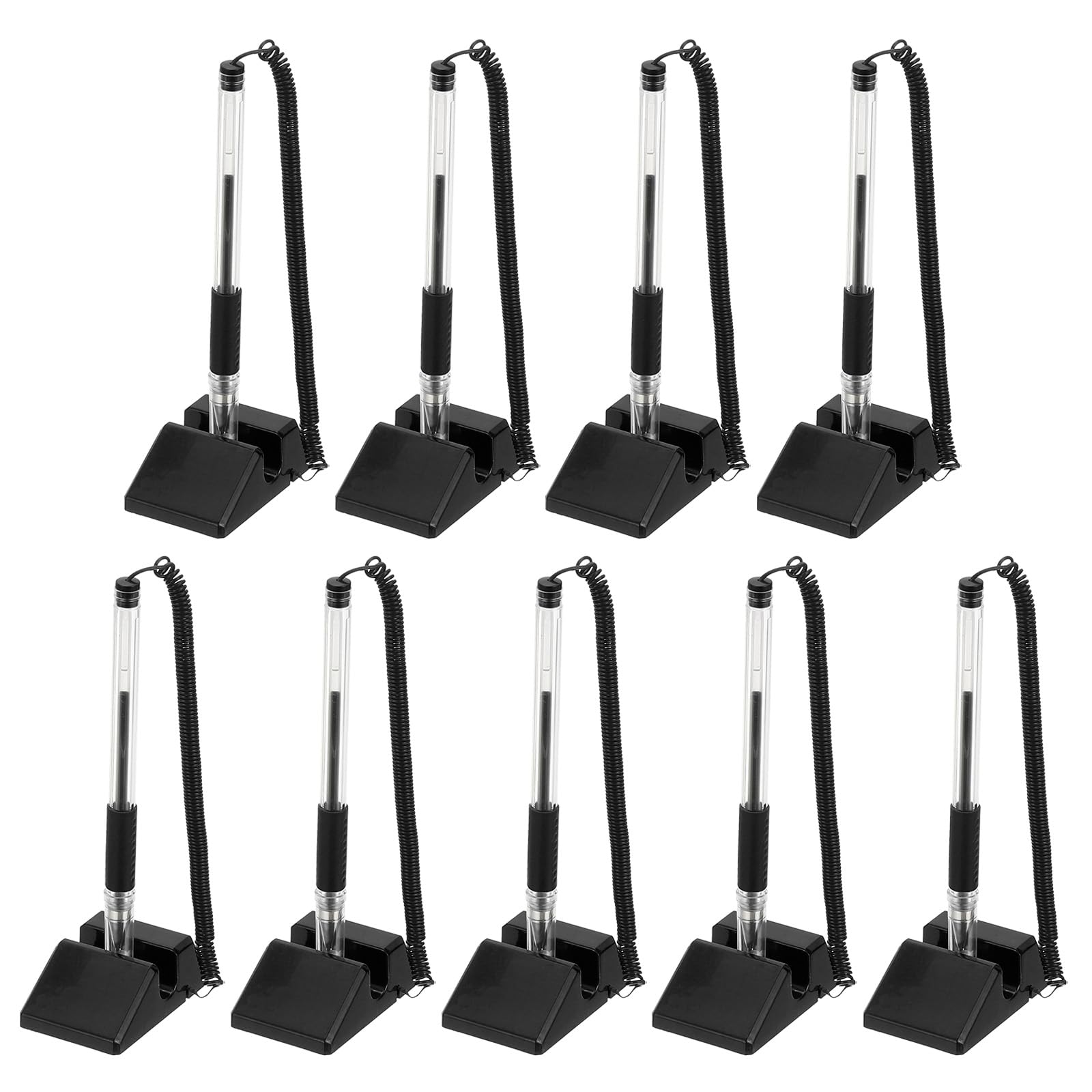 PATIKIL 9 Pcs Stylo Sécurisé avec Chaîne Adhésive et de Sécurité, Comptoir de Réception Bureau Recharges Encre Noire pour Fournitures de Bureau, Noir