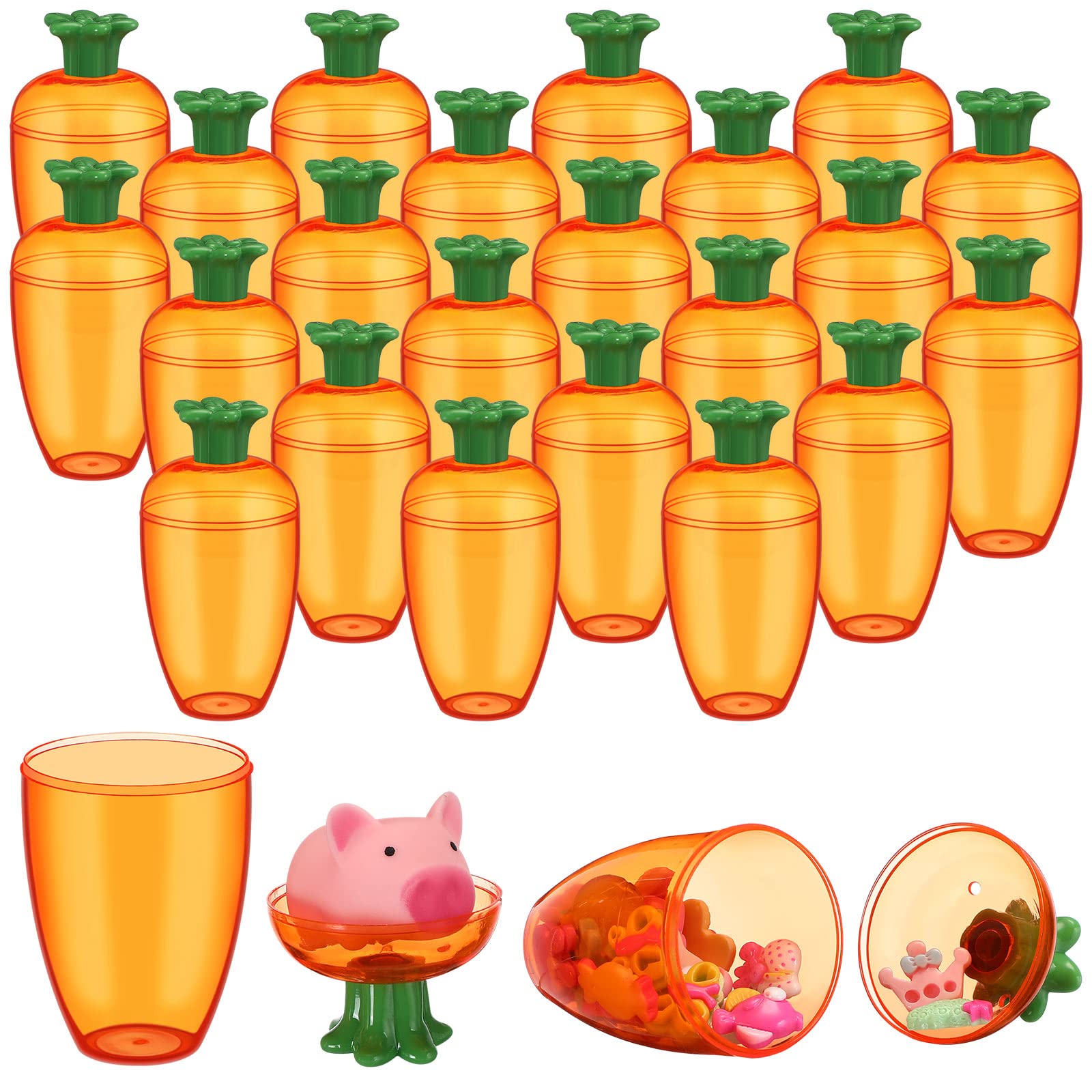 Buy 24 Pcs Easter Carrots Containers Orange Plastic Carrot Shaped