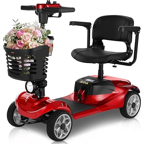 M1 15 Miles 4-Wheel Mobility Scooter for Adults/Seniors, 350W Powered Electric Wheelchair Device w/360WH Battery, 300LBS Capacity, Cup Holder, Compact&Portable for Elderly