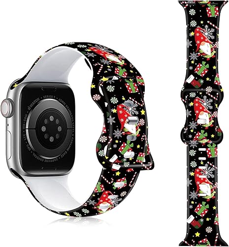 Miniatura 2 de Correa de reloj de Navidad y Halloween para Apple Watch, correa de silicona impresa de repuesto para iWatch 1 2 3 4 5 6 7 8 Ultra 1.496 in 1.575 in