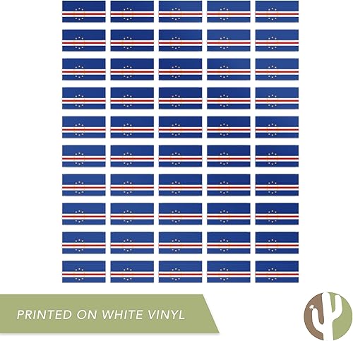 Miniatura 4 de Desert Cactus Calcomanía de bandera de país de Cabo Verde, hojas rectangulares de 1 pulgada, 50 piezas en total con logotipo de niños, álbum de