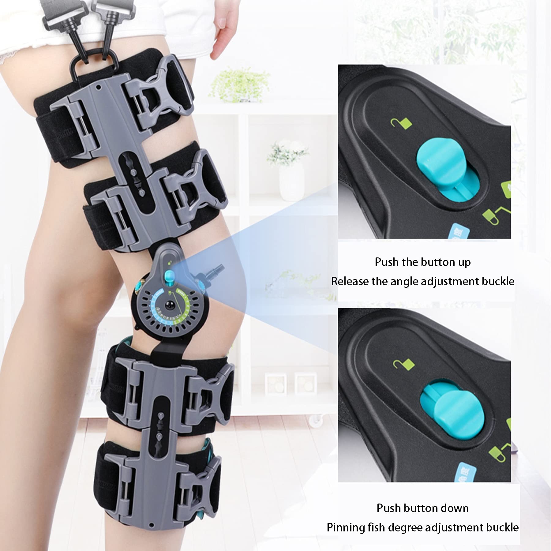 Rodillera ROM con Bisagras para ACL Ligamento Osteoartritis Desgarro Menisco Lesiones Ligamentosas Rodillera Rotuliana Protector Médico Ortopédico para Estabilización Recuperación
