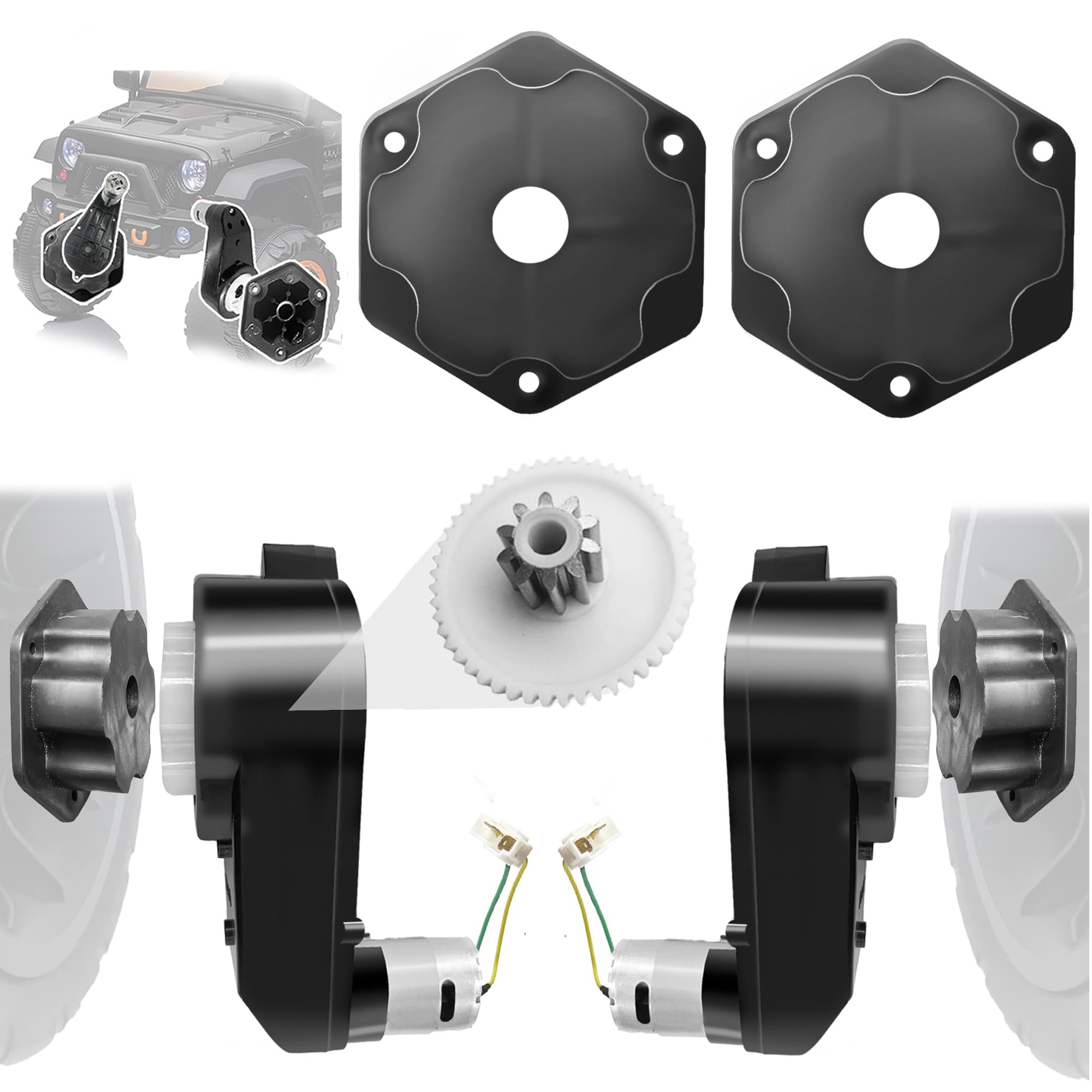 2Pack 24V RS555 40000RPM Fast Drive Motor Gearbox for Power Wheels Motor Upgrade,12V&18V&20V&24V High Speed Motors Gearbox Conversion Kit for Kids Ride on Toys Car Replacement Parts,Free Coupler