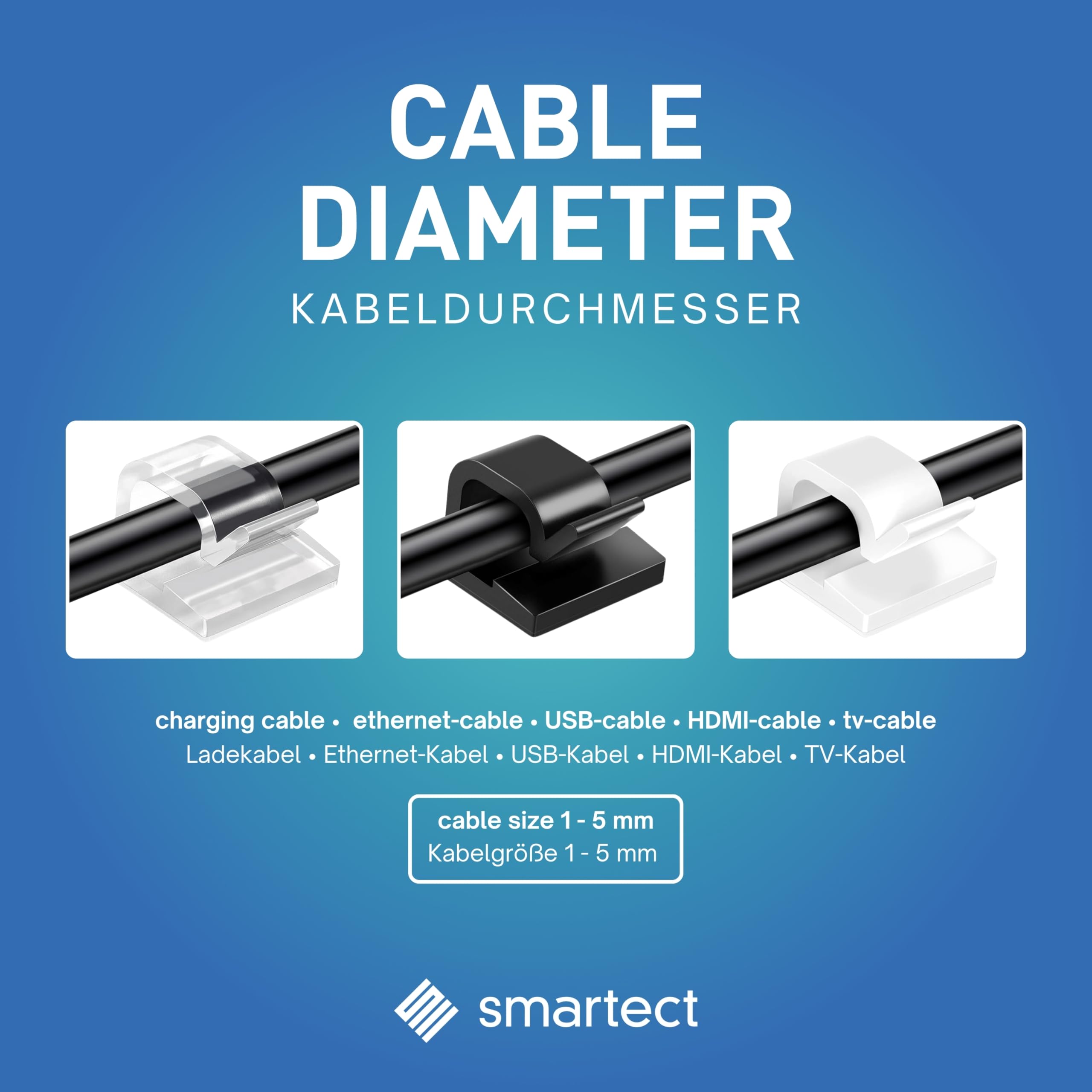 50 Clip Fermacavi Autoadesive Trasparenti - Organizzatore Cavi Per Scrivania, Muro E Auto - Foto 3