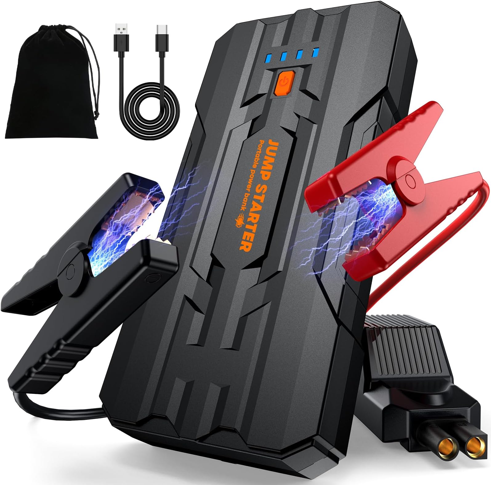 Jump Starter Power Pack - 5000A Portable Car Battery Booster Jump Starter for 12V Vehicles and Motorcycles,Car Accessories Power Bank with Jump leads and LED Light