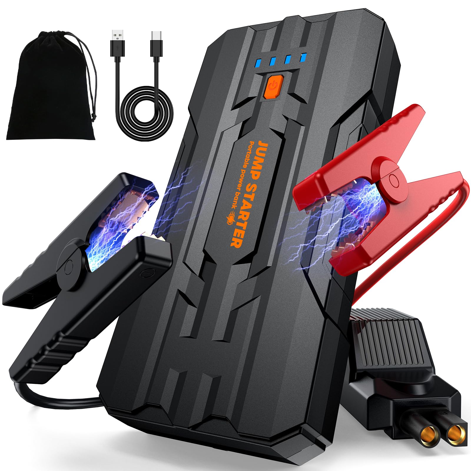 JDMCAR Jump Starter Power Pack - 4000A Portable Car Battery Booster Jump Starter for 12V Vehicles and Motorcycles,Car Accessories Power Bank with Jump leads and LED Light,Upgrade — view 10