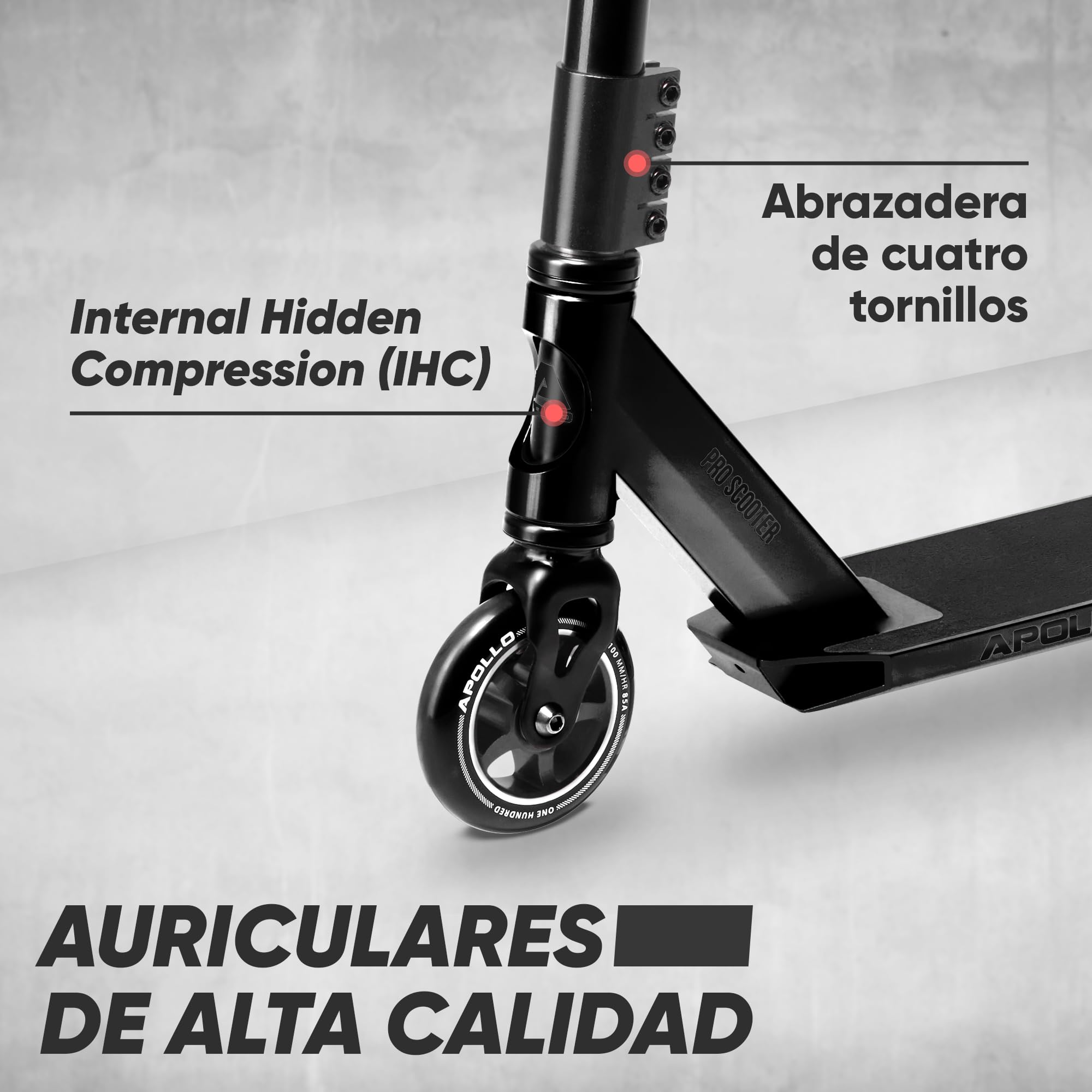 Apollo - Genius Pro Patinete para Trucos | Patinete Niño Rodamientos de Bolas ABEC 9 | Scooter Freestyle | Patinete Acrobático para Niños a Partir de 6 años | Patinete Freestyle Acrobacias y Cruising