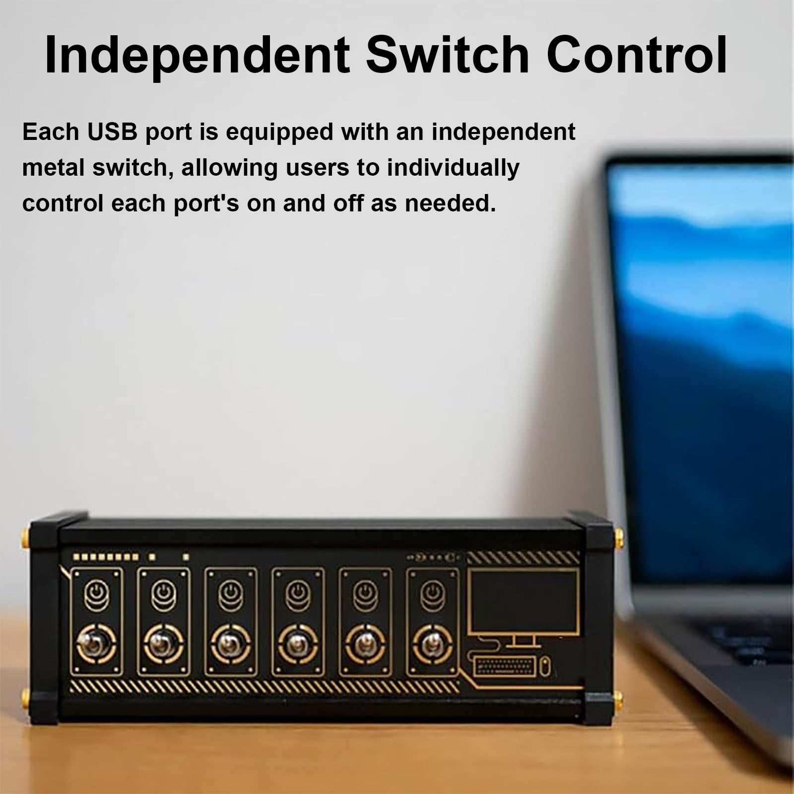 Switcher USB a 6 Porte, 6 Switch Individuali con Spia Luminosa, Condivisione Dispositivi USB, Ideale Come Regalo per Il Fidanzato, per Ufficio, Home Entertainment E Piccoli Studi