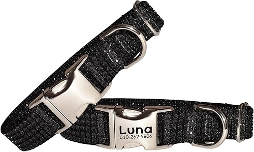 Miniatura 1 de Fancy Rhinestone Dog Collar, Bling Girl Dog Collar Gift, Jeweled Dog Collar for Small Medium Large Girls and Giant Breed Dogs (Large 1 x 15-24",