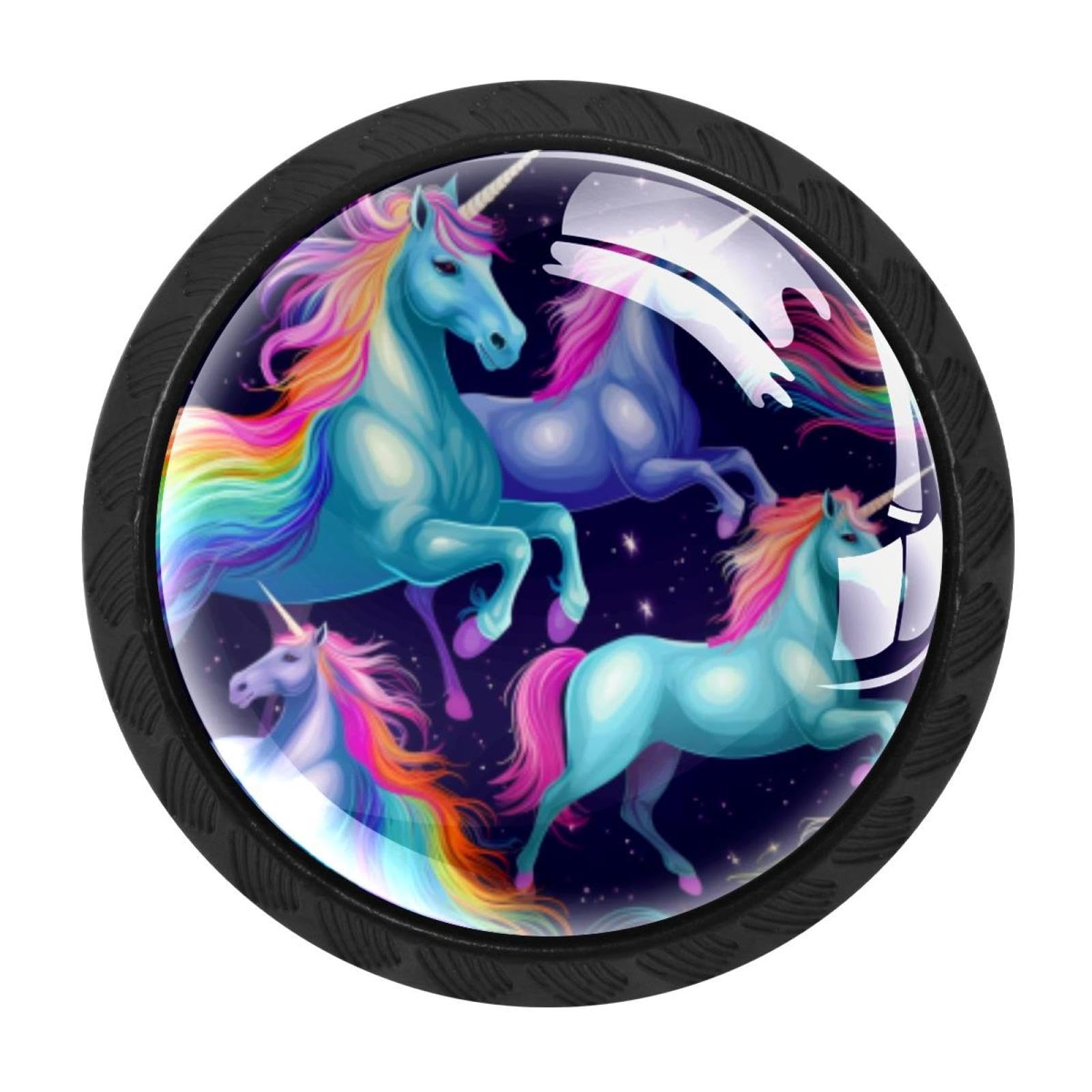 Chenzzzz Multicolored 13 4 Pack Round Cabinet Knobs For Kitchen Bathroom Closet Dresser Cabinets, Rainbow Unicorn