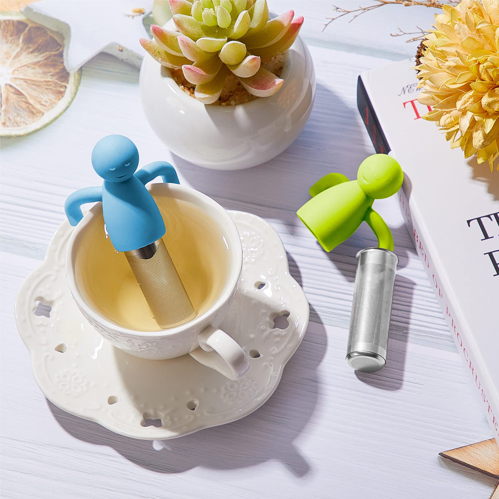 Cabilock 2PCS Cat Tea Infuser Set - Cute Loose Leaf Tea Steeper With Holder, Fine Mesh - View #3