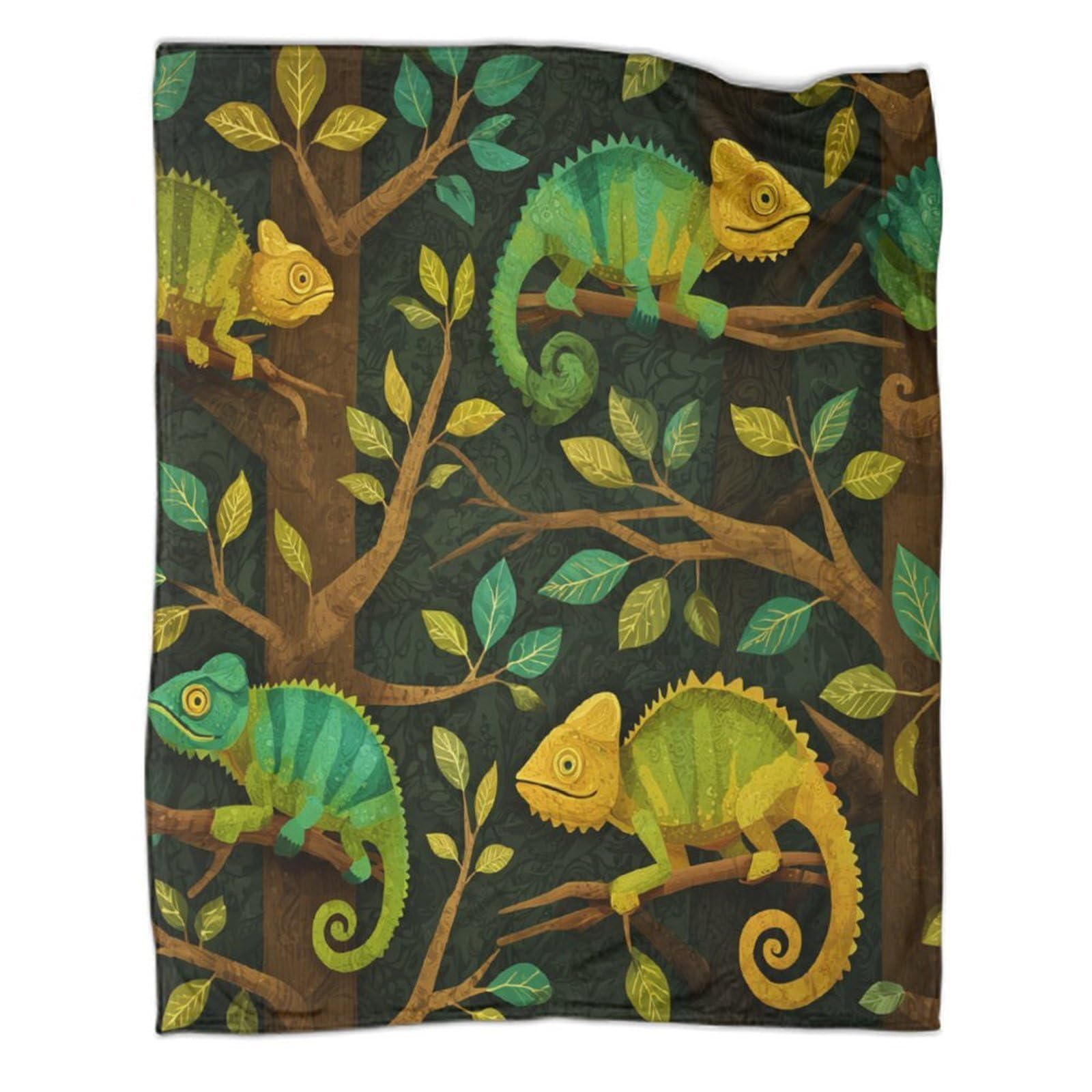 Camaleonte in stile cartone animato Manta Estampada 3D Colcha De Diseño Ropa De Cama De Microfibra Suave Y Cálida Sofá Ropa De Cama 80x90inch(200x230cm)