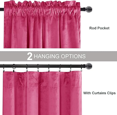Miniatura 152 de Cortinas de terciopelo JIUZHEN, cortinas opacas suaves de terciopelo retro para dormitorio, cortinas elegantes con reducción de ruido y Rosa