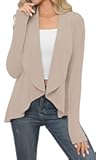 Cardigans for Women Casual Long Sleeve Open Front Soft Draped Lapel Cardigans