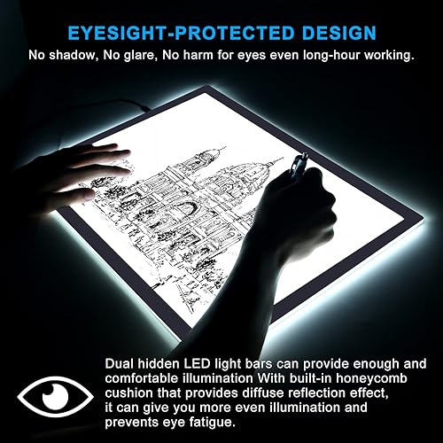 Miniatura 6 de NXENTC Almohadilla de luz A3 almohadilla de luz de trazado ultrafina alimentada por USB luz LED regulable para pintura de diamante almohadilla de