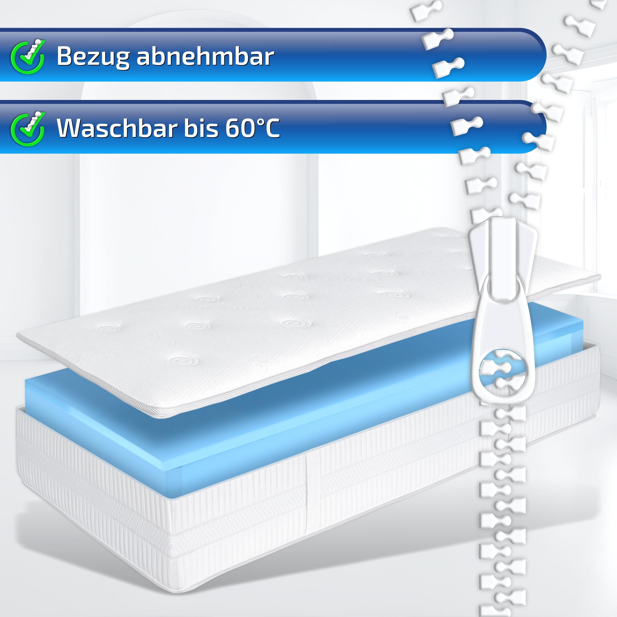 Matratzen Perfekt Boxspringmatratze Terra Med Box² 90x200 H5 33 cm | 7-Zonen 766 Doppelfederkerne integrierte Topperfunktion Bezug abnehmbar waschbar 60 Grad belastbar bis 140 kg