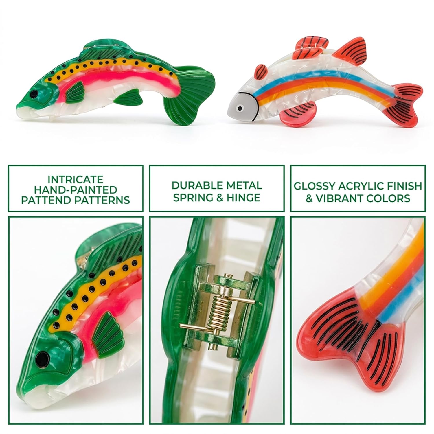 2PCS Lovely Elegant Fish Claw Clip, Fish Hair Clip, Animal Claw Clip Set, Styles Cute Hair Accessories for Women image 3