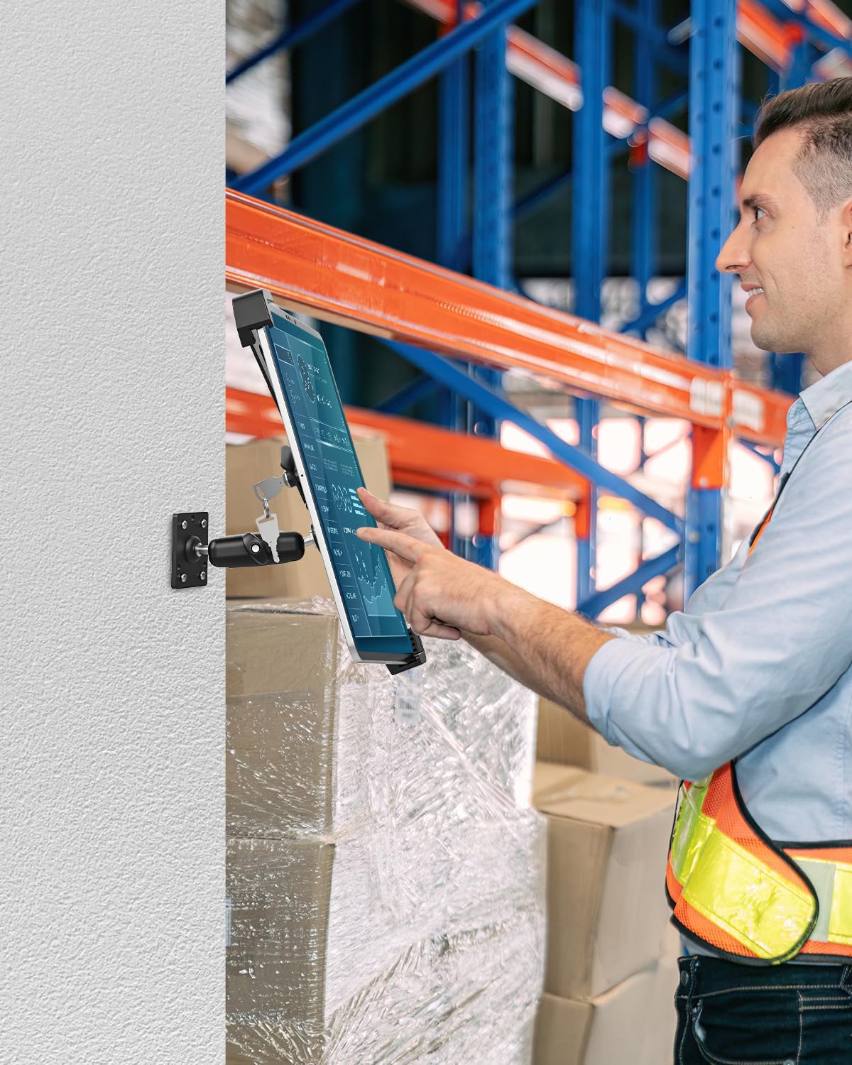 woleyi Anti Theft Security Tablet Wall Mount, Metal 360° Rotation Tablet Holder Stand with Lock and Key, Compatible with iPad Pro 13, Air, Samsung Galaxy Tabs, Surface Pro, Go, Fire HD, 9-14" Devices