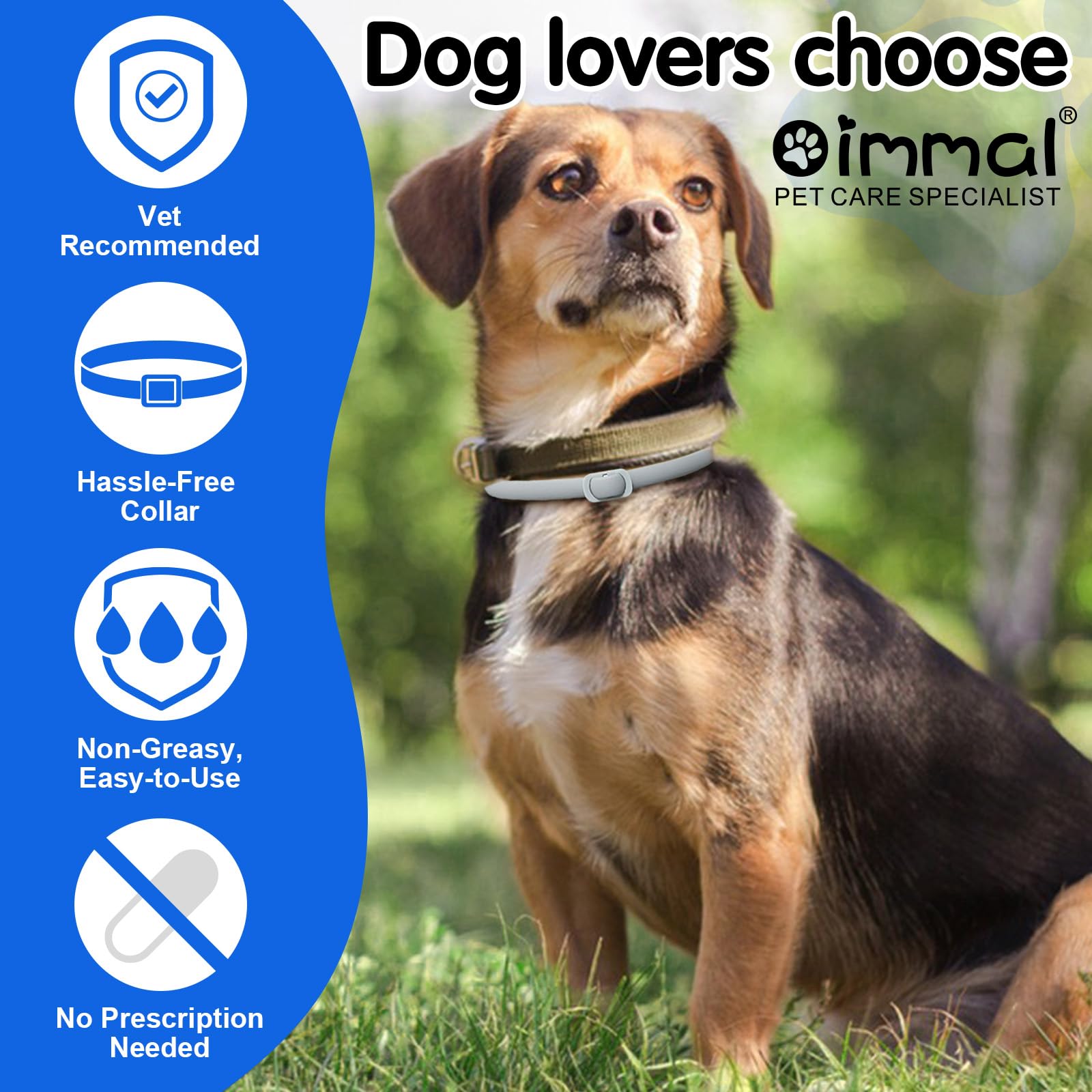 Collari per cani regolabili, collari antipulci regolabili per cani da 60 cm, collari antipulci e antizecche impermeabili per cani, per cani di taglia piccola, media e grande - Protezione 24 mesi