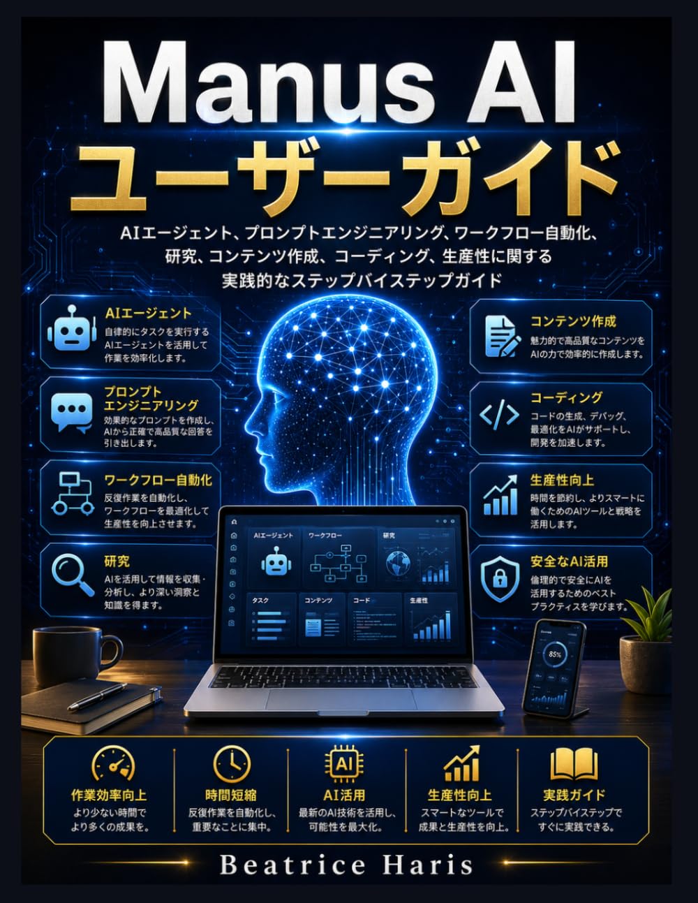 Manus AIユーザーガイド: AIエージェント、プロンプトエンジニアリング、ワークフロー自動化、研究、コンテンツ作成、コーディング、生産性に関する実践的なステップバイステップガイド