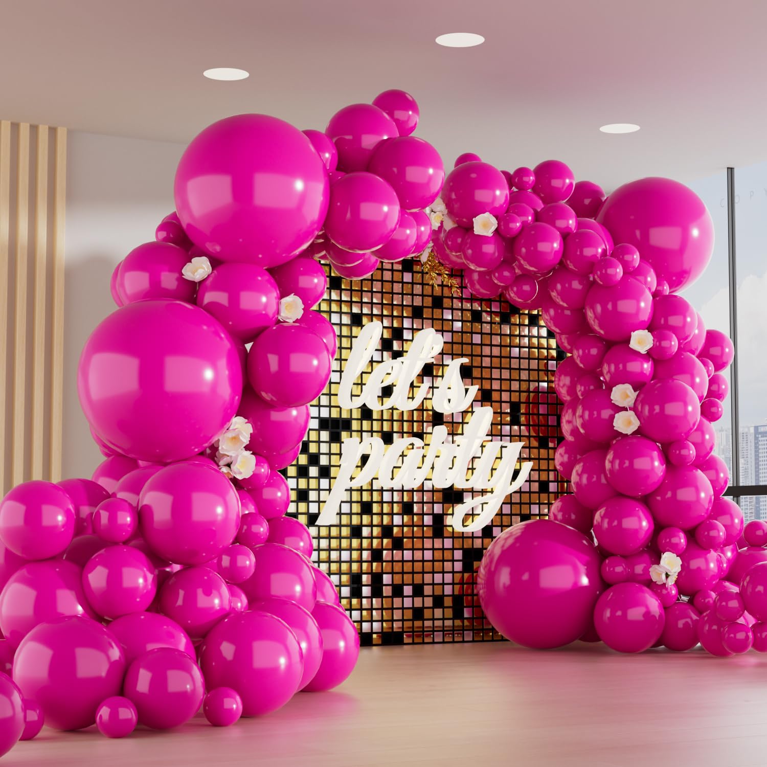 150pcs Hot Pink Balloons Different Sizes Pack, 18 12 10 5 Inch Party Balloon Garland Arch Kit for Birthday Valentine’s Wedding Gender Reveal Party