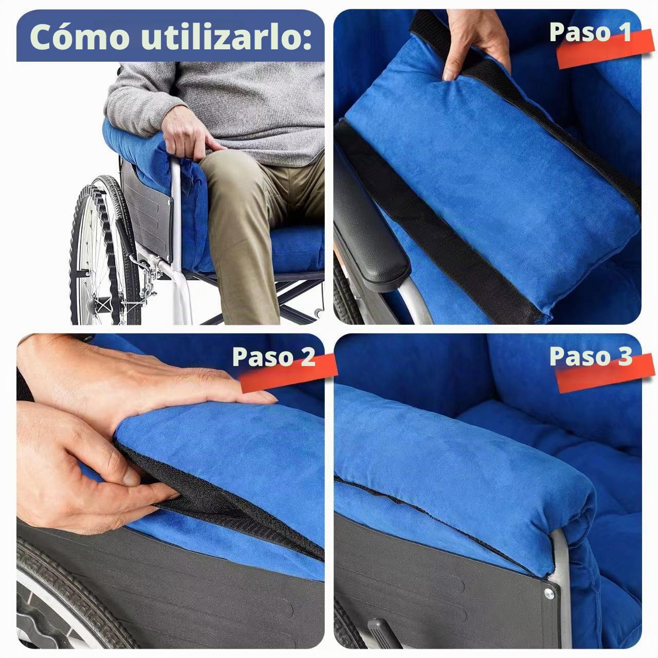Cojín suave para silla de ruedas, accesorios para sillas de ruedas que ayudan a prevenir la presión, apoyan el coxis y la espalda, antideslizante, se adapta a sillas de calentamiento de 45.7