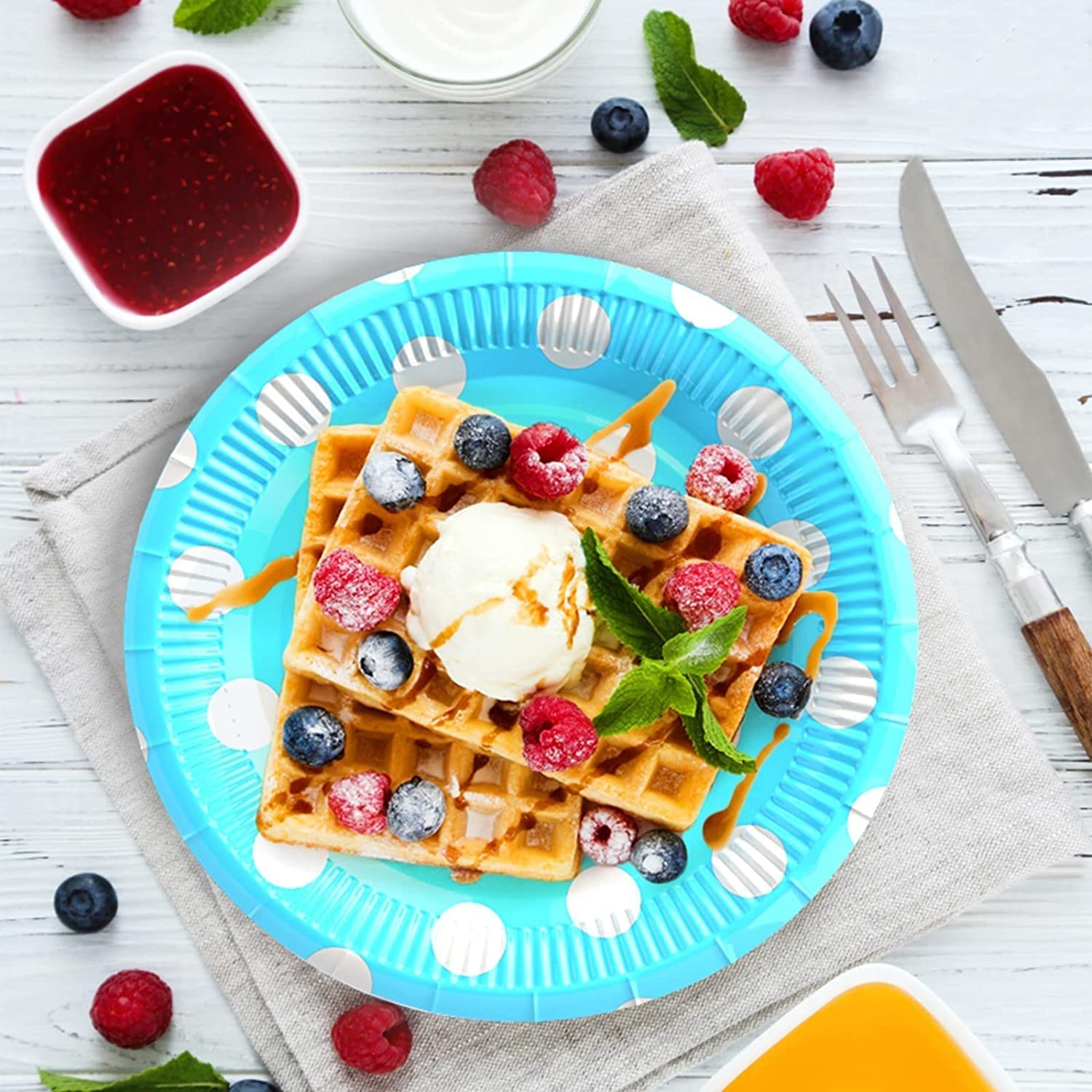 100 PCS Disposable Paper Plates(7 inch), Colored Party Plates Wedding Tableware Bulk Plate Packs Dessert Plate Set Appetizer Dishware Festive Disposable Plates for Dessert Cake Appetizer Salad