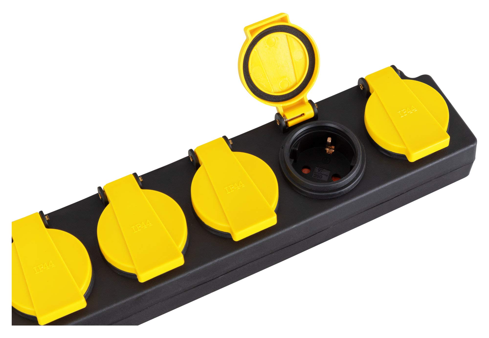 Stagecaptain OPSS-6 YE 6-fach Outdoor-Steckdosenleiste mit Schalter IP44 5x