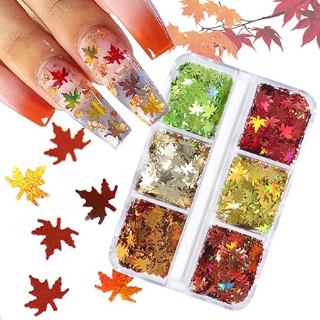 Amazon.com: Fall Glitter Nail Sequins Maple Leaf Nail Glitters Flakes