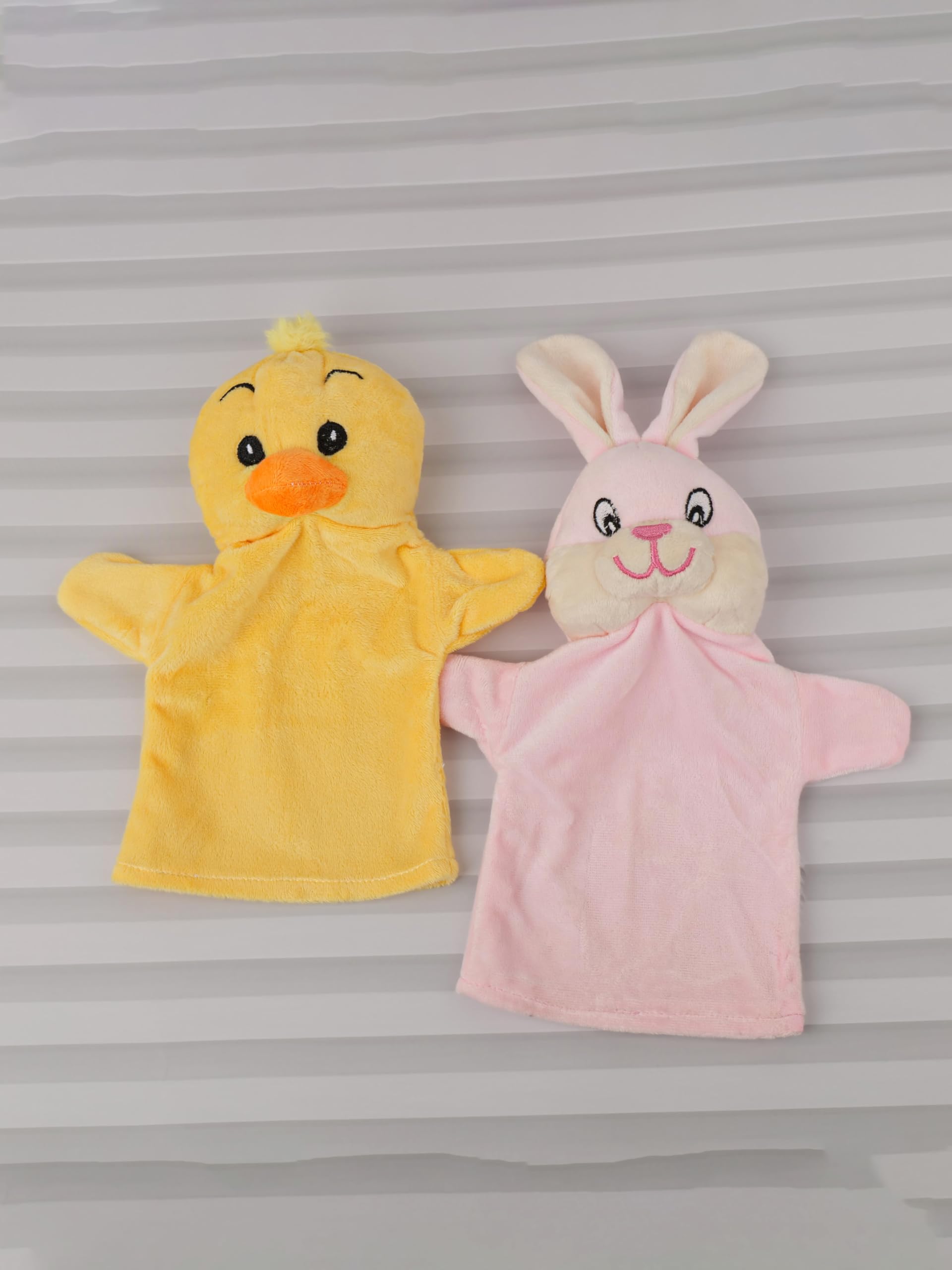 Dukiekooky Kids Pack of 2 Duck & Bunny Hand Puppet Set Soft Plush Toys Height - 22 CM-image-13
