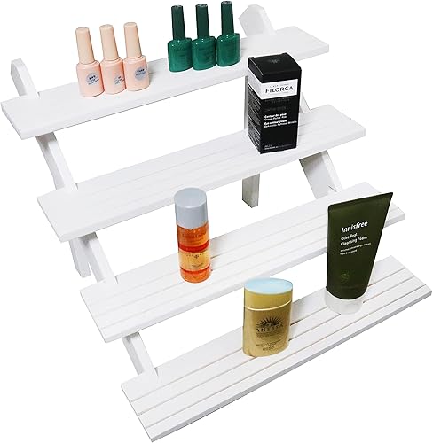 Miniatura 3 de NAJMECHOY Exhibición al por menor Pendiente y anillo Soporte de madera blanca Estante de almacenamiento