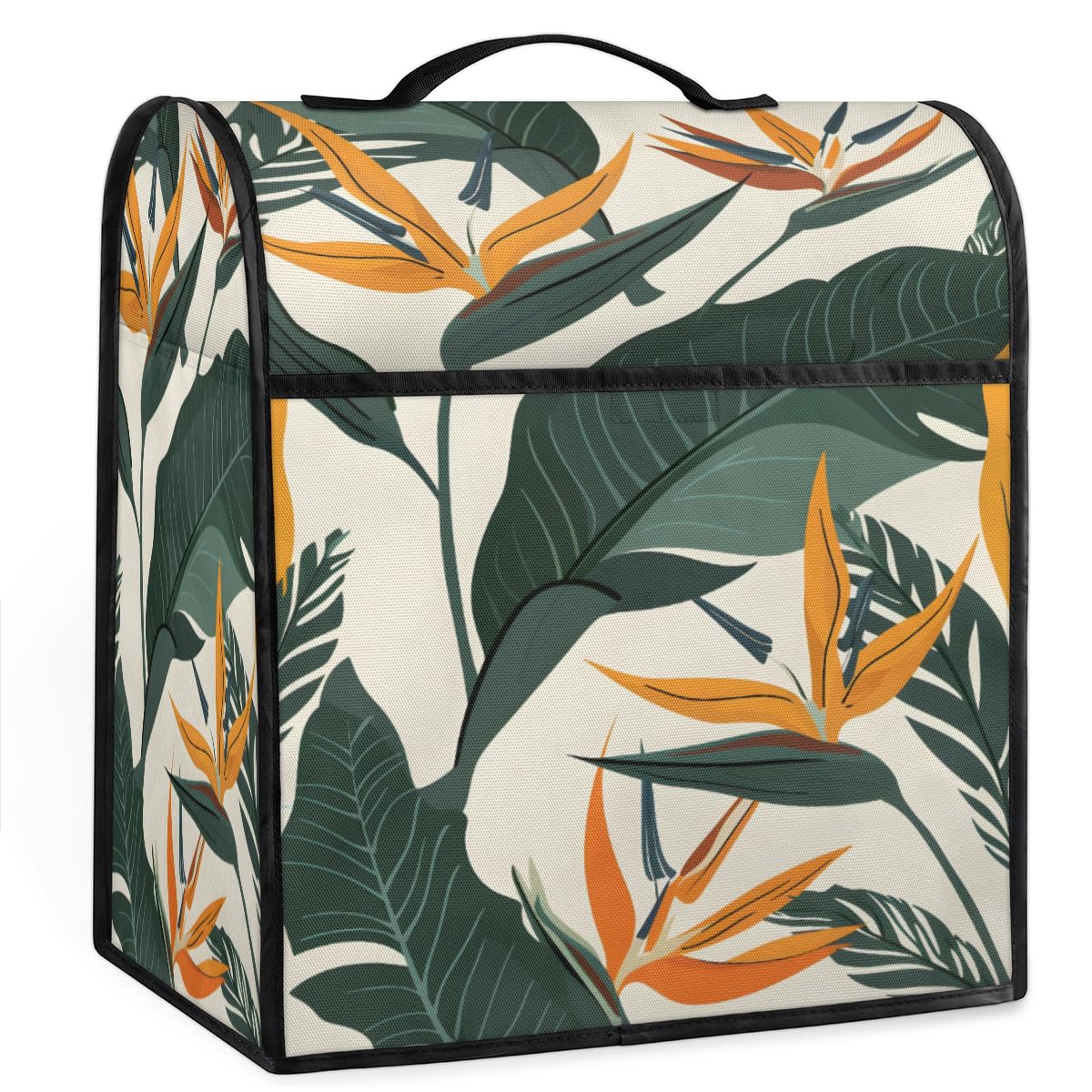 Coffee Maker Cover Watercolor Tropical Leaves Kitchen Appliance Covers Small Appliance Covers Blender Cover Juicer Cover Dust Covers for Kitchen Appliances with Top Handle and Pockets,Washable,B792