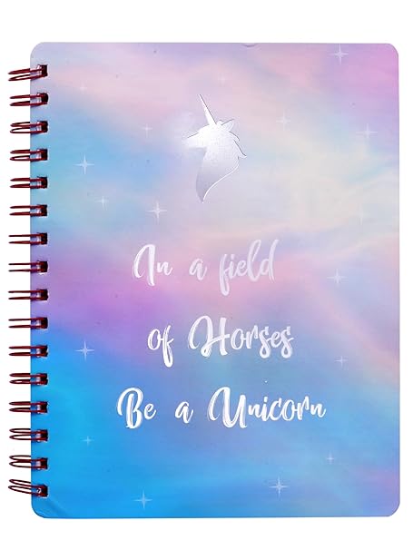 DOODLE Hardbound Spiral Notebook Diary with Bookmark Dangler and 100+ Stickers | B5 | 160 Undated Ruled Pages | 80 gsm Acid Free Paper | Open Flat To Write Comfortably (Unicorn)
