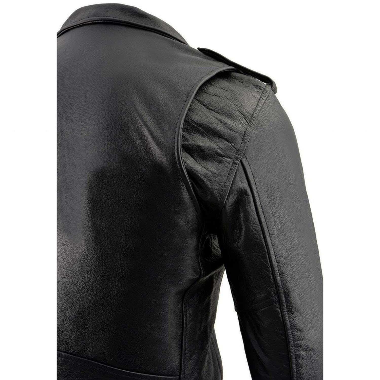 Milwaukee Leather Mens Black Leather Classic Plain Side Police Style M C Jacket - LKM1781 — view 6