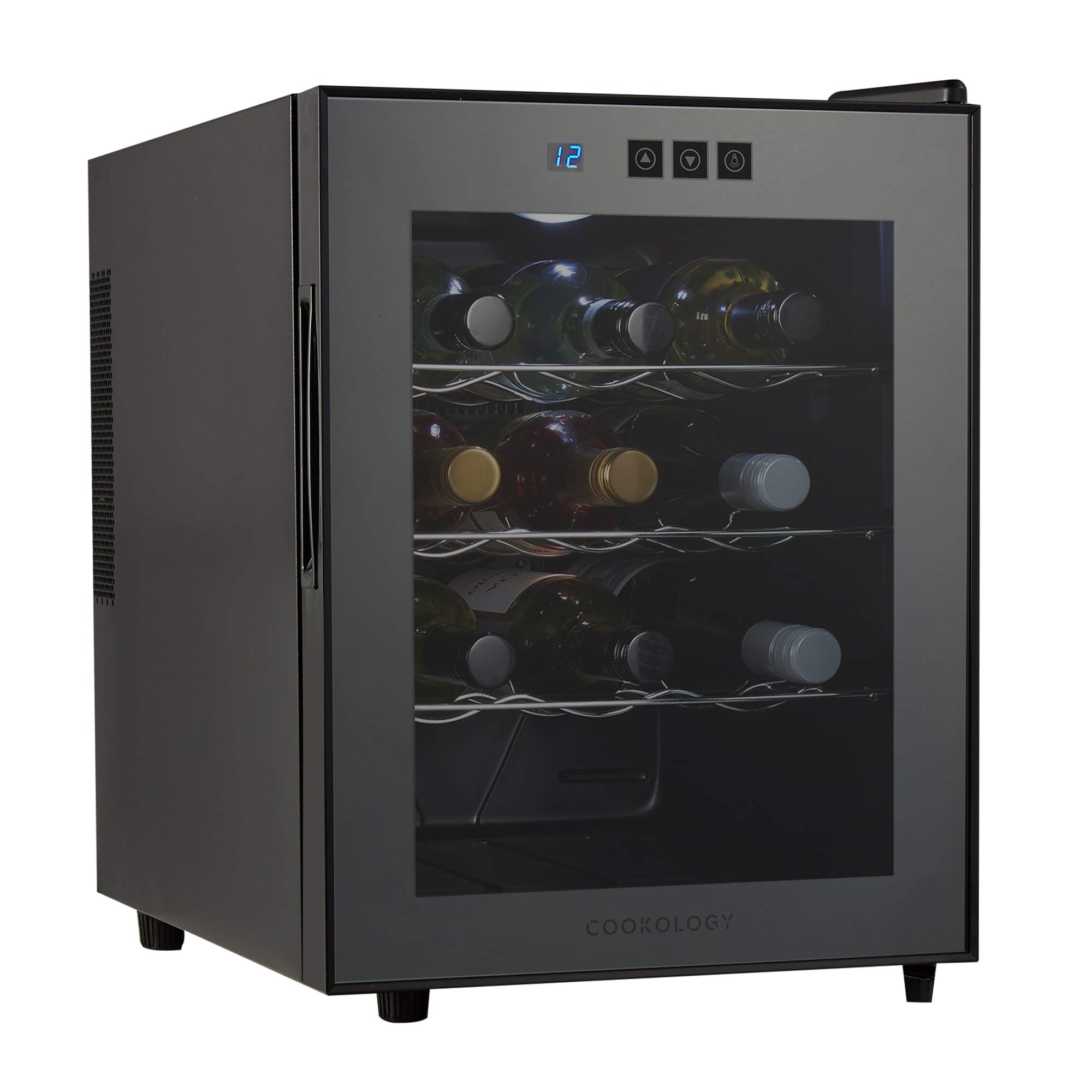 Cookology CW12BK Mini Tabletop Thermoelectric Wine Cooler, Less Noise & Vibration