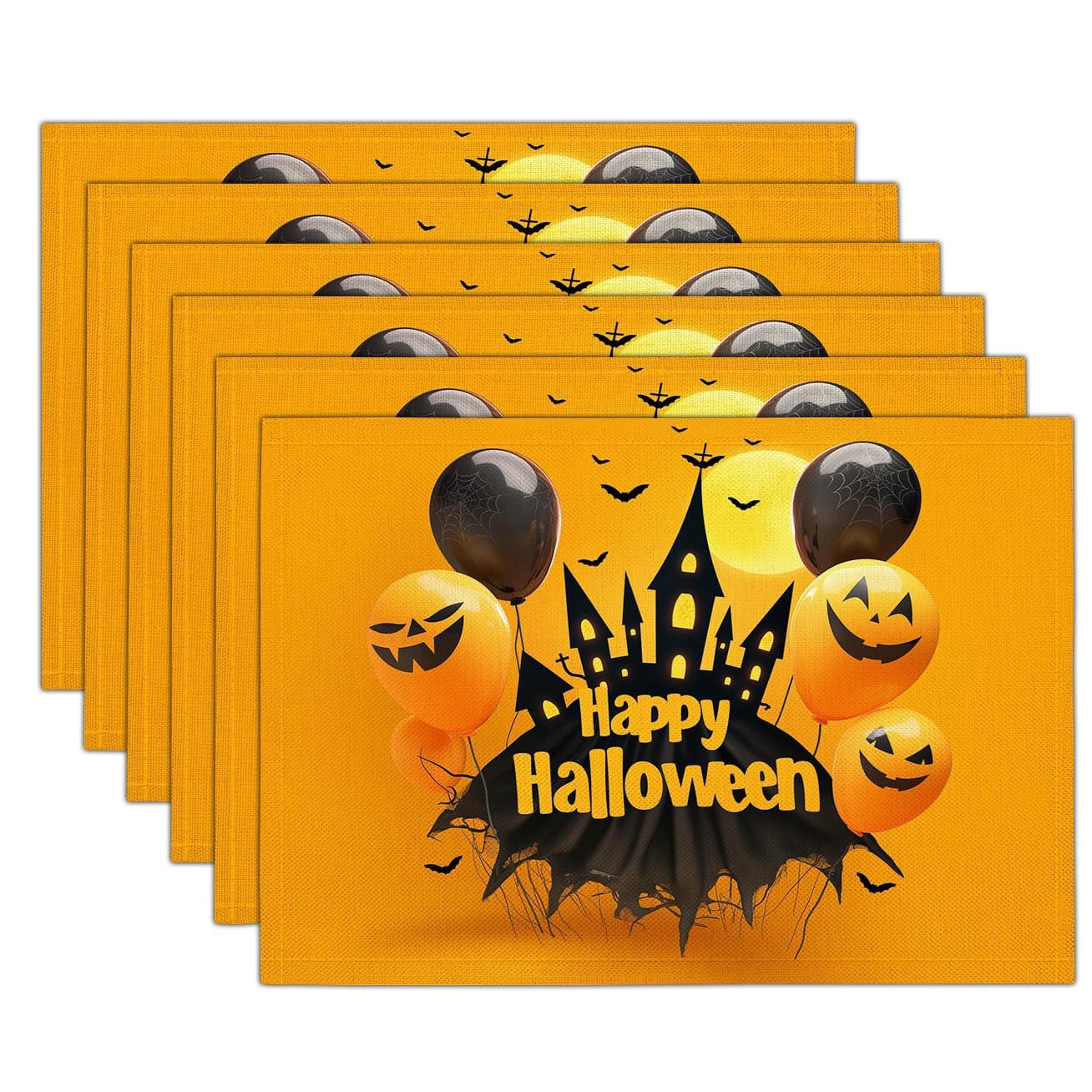 Set de table Halloween lavable pour protéger la table des taches de sauce lot de 6