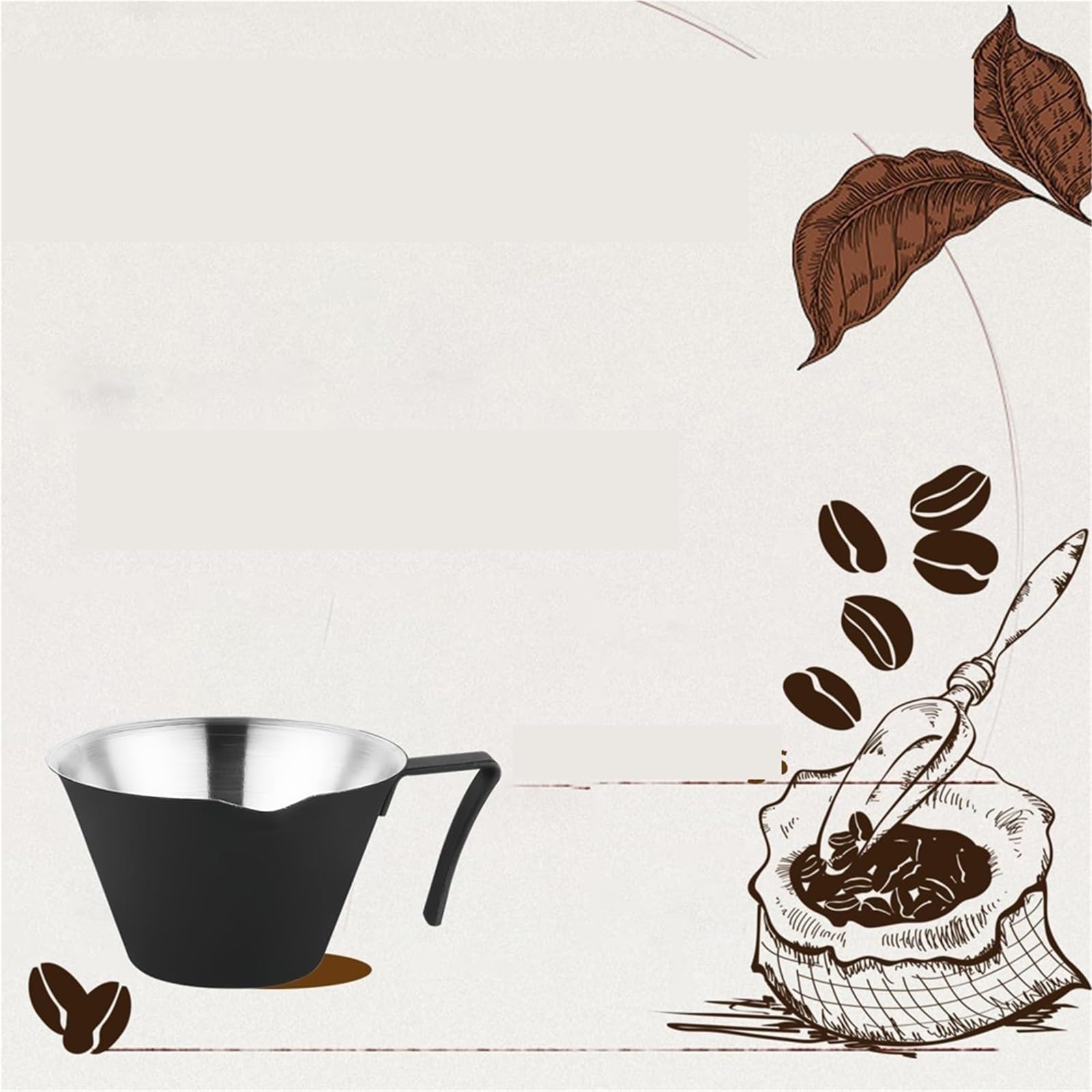Jarra De Leche Taza medidora de acero inoxidable, taza de café expreso con mango y boquilla, taza de café graduada, Ideal for bebidas en casa, café, uso en Hotel, 2 uds. Jarra Leche Barista(Black)