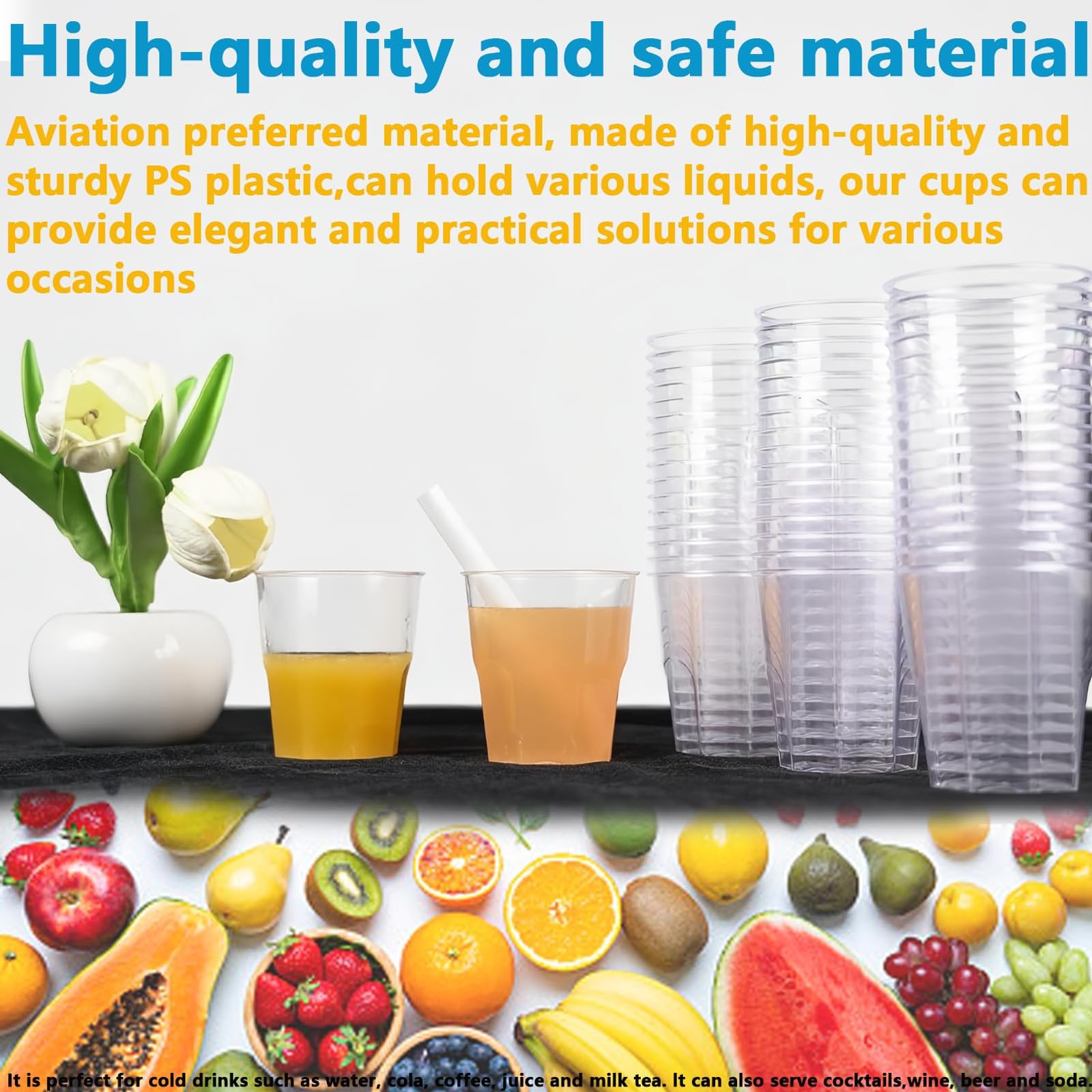 50 Pezzi Bicchieri Plastica Riutilizzabili da 220ml, Dura Bicchieri Trasparenti per Bevande, Bicchieri Plastica Rigida Lavabili per Vino, Champagne, Acqua, caffe, per Feste, Matrimon