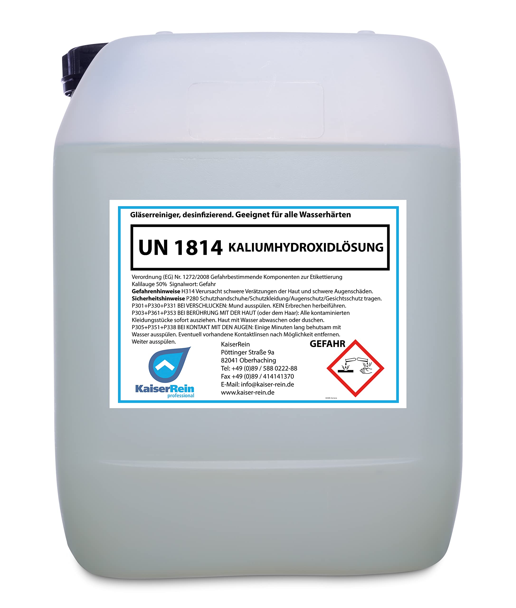 KaiserRein Klarspüler Geschirrspüler Gläserreiniger Gläserspülmittel Klarspüler für gewerbliche Spülmaschinen desinfizierend 12 kg Kanister Chlorfrei