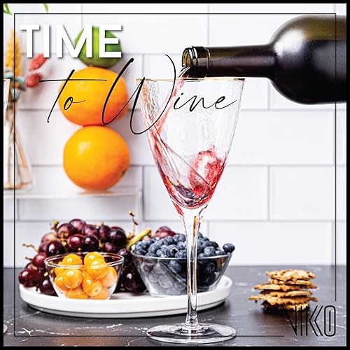 Miniatura 3 de Vikko Copas de vino, copa de vino decorativa de 13 onzas, copa martillada con borde dorado, copa de vino tinto o blanco, juego de 6 elegantes copas