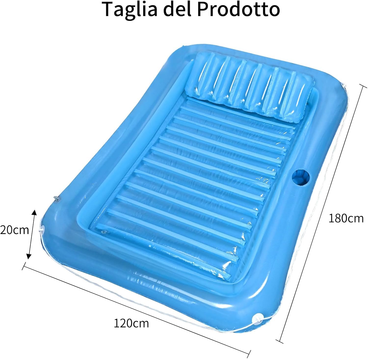 Colchoneta hinchable para piscina para adultos, colchón hinchable gigante, 178 x 114 cm, tumbona hinchable con portavasos