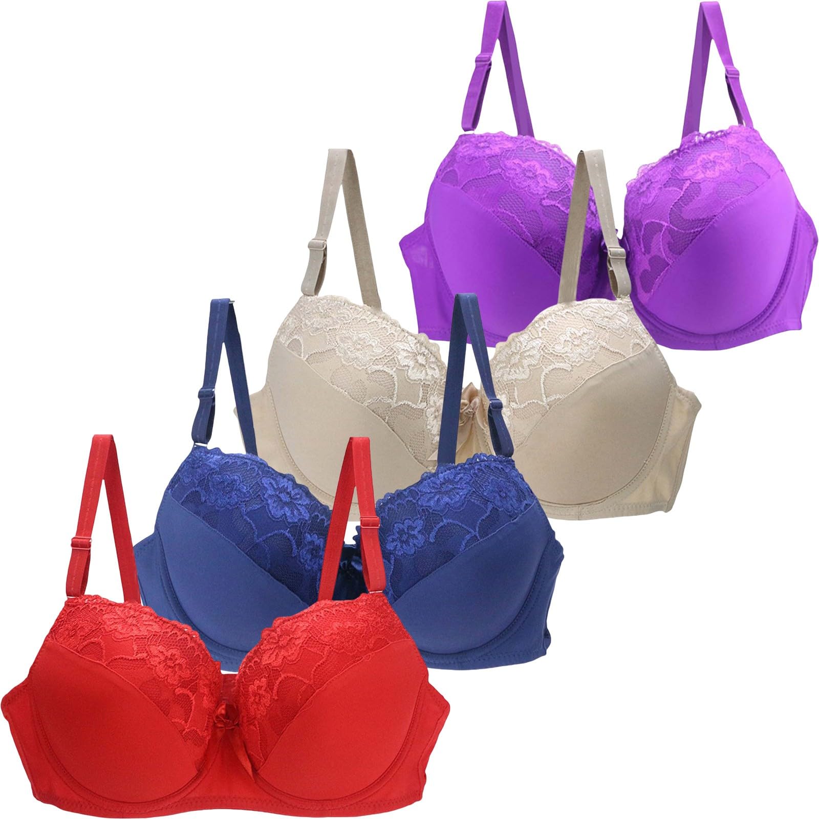 Sujetador Adhesivo Pack De 4 Sujetadores para Mujer Cómodo Suave con Aros Juego De Sujetador Push-Up Sostenes Deportivo Sexy Transpirable Brasier con Aros Sin Relleno