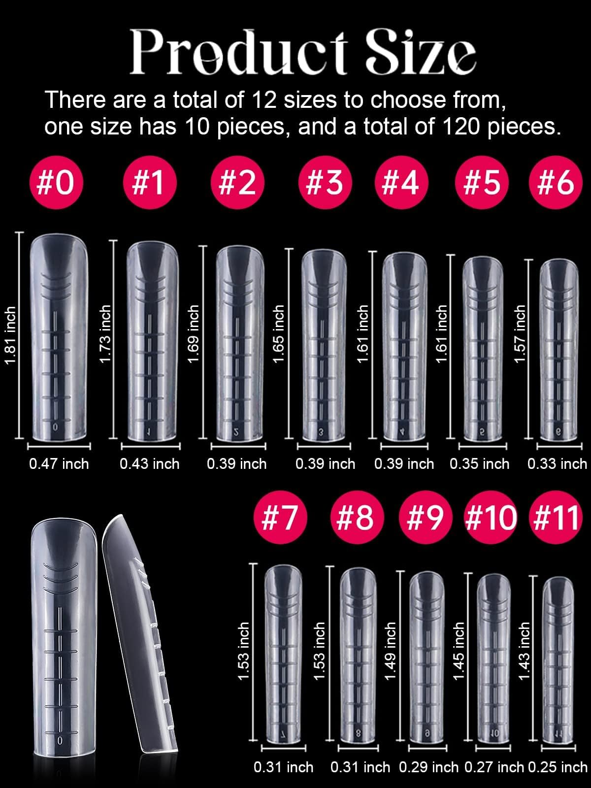 EBANKU Faux Ongles Capsule Ongles Acrylique,120PCS Unghie copertura completa Punte per Unghie in Acrilico Strumenti per l'estensione delle Unghie Forme per Unghie per Nail Aart, con Scala Graduata