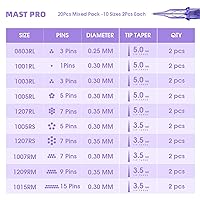 Vista 2 de Mast Tattoo Cartuchos de tatuaje profesionales, 20 unidades, varios tamaños, estándar 1RL 3RL 5RL 7RS 7RS 7RM 9RM 15RM desechables Round Liner