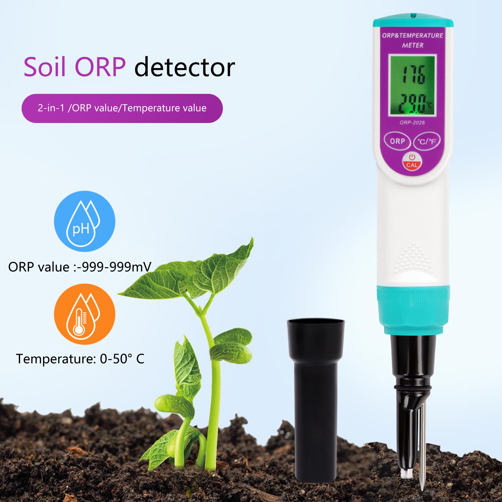 Tester del suolo 2 in 1 Temperatura multiuso per giardino, fattoria, termometro per piante da interno esterno per giardinaggio