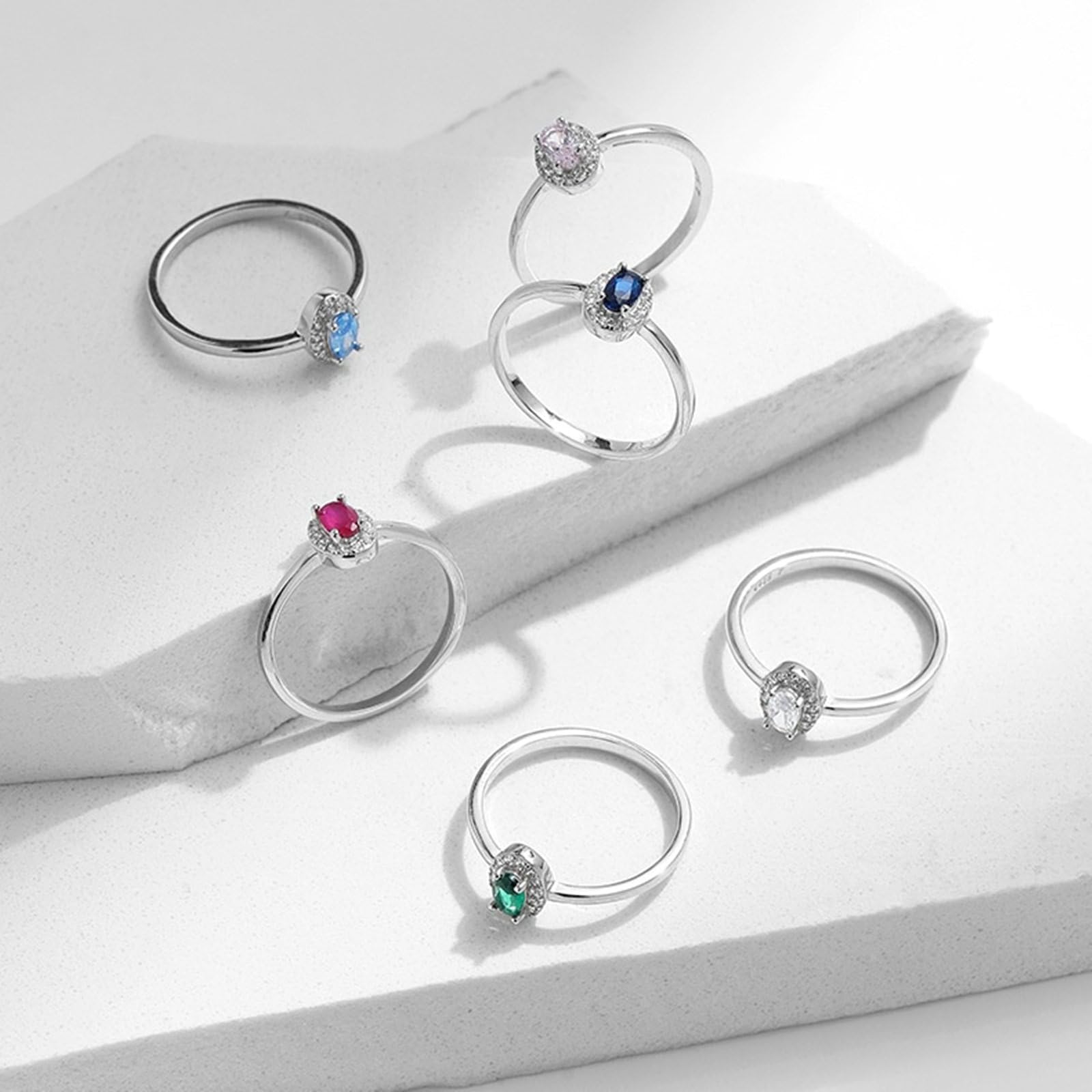 Anillo de mujer 375 585 750 oro blanco topacio, anillos de compromiso ovalados con topacio, alianzas de boda, sin níquel, talla 50 (15,9) - 62 (19,7)