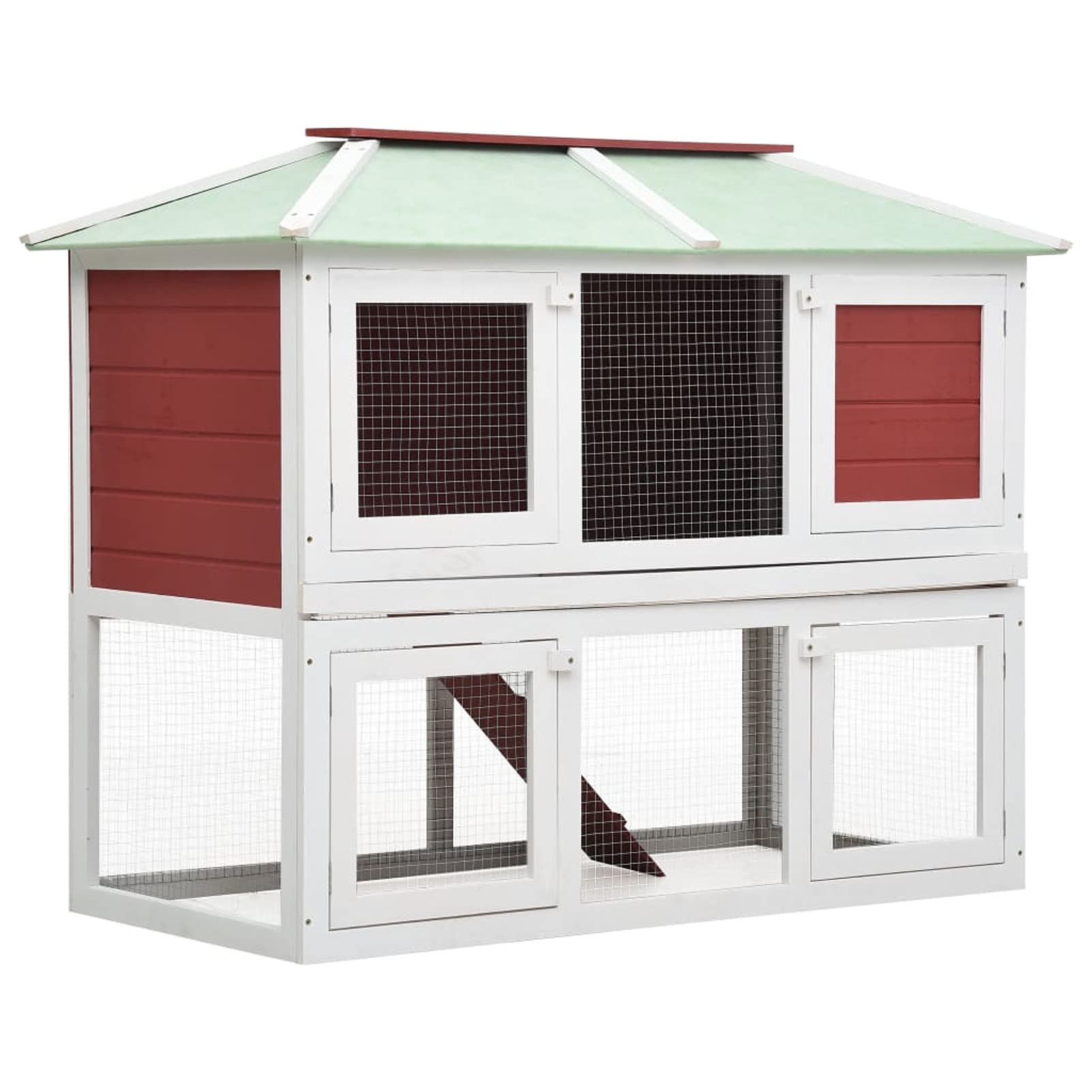 ShGaxin Conejera Jaula de Animales con Doble Piso, Jaula Cobaya, Jaulas para Conejos, Jaula Hamster, Casa Conejo, Casita Conejo, Conejo, de Madera Rojo