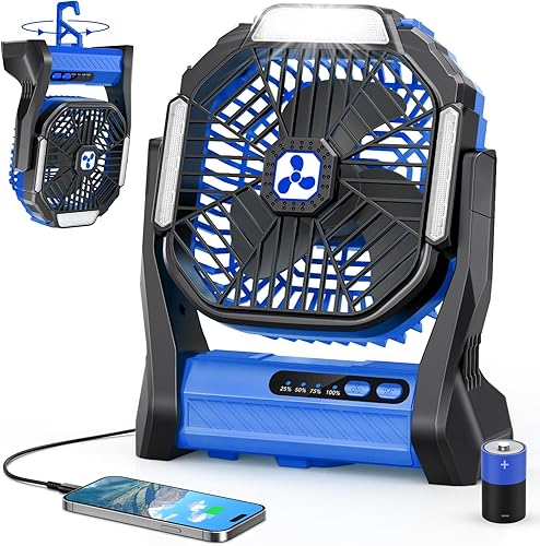Miniatura 10 de Ventilador de Camping Portátil Recargable - 20000mAh Ventiladores de Tienda con Batería Inalámbrica con Linterna LED, Control Remoto Oscilación