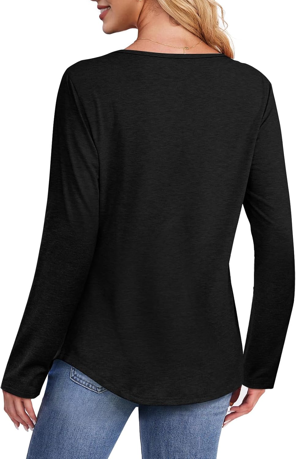 ATHMILE Womens Tops Trendy Long Sleeve Shirts for Women Loose Fit Dressy Casual Blouses Pleated Tunic Tops for Leggings - Image 3